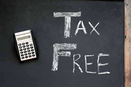 Tax Free Wording & Calculator on Chalkboard