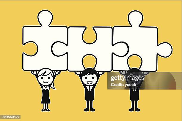 teamwork solutions - finding solutions together stock illustrations