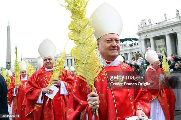 Cardinal Gianfranco Ravasi attends Palm Sunday Mass celebrated by Pope Francis at St. Peter's Square on April 13, 2014 in Vatican City, Vatican. Palm...