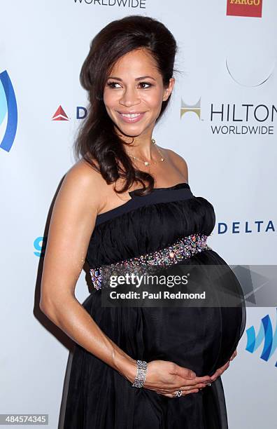 Actress Sherri Saum arriving at the 25th Annual GLAAD Media Awards at The Beverly Hilton Hotel on April 12, 2014 in Beverly Hills, California.