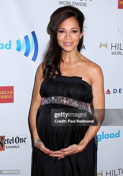 Actress Sherri Saum arriving at the 25th Annual GLAAD Media Awards at The Beverly Hilton Hotel on April 12, 2014 in Beverly Hills, California.