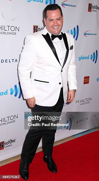 Comedian/TV personality Ross Mathews arriving at the 25th Annual GLAAD Media Awards at The Beverly Hilton Hotel on April 12, 2014 in Beverly Hills,...