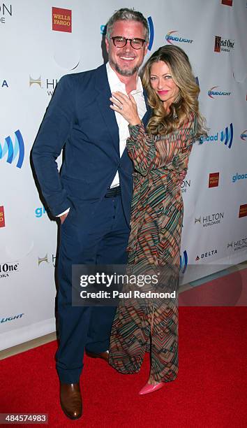 Actors Eric Dane and Rebecca Gayheart arriving at the 25th Annual GLAAD Media Awards at The Beverly Hilton Hotel on April 12, 2014 in Beverly Hills,...