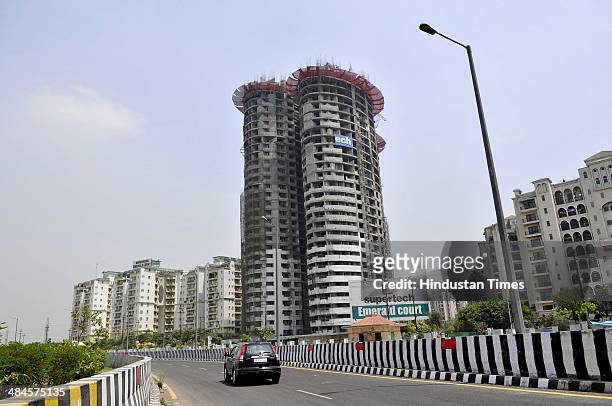 Two towers of Supertech project, which needs to be demolished following a Allahabad High Court directive, at Sector 93A, on April 13, 2014 in Noida,...