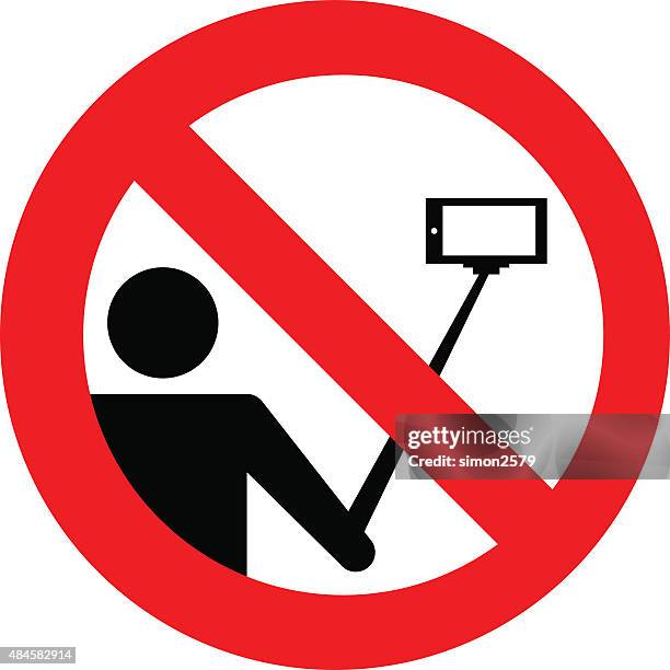 no selfie sticks allow signboard - selfie stock illustrations