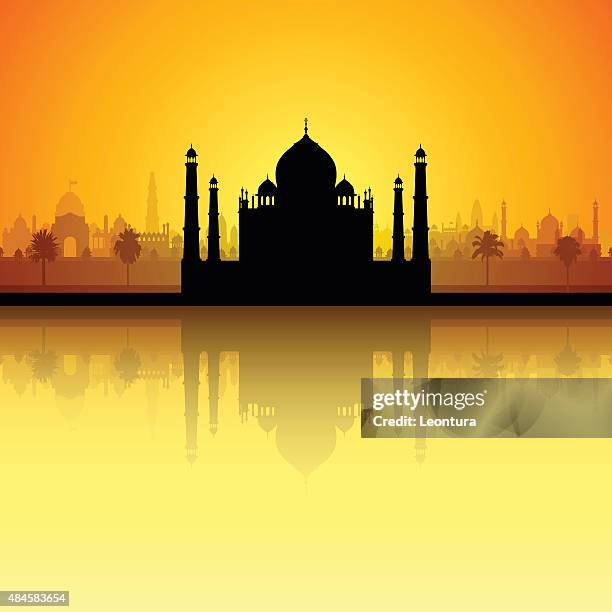 ilustraciones, imágenes clip art, dibujos animados e iconos de stock de taj mahal (todos los edificios están completos y móviles - agra jama masjid mosque