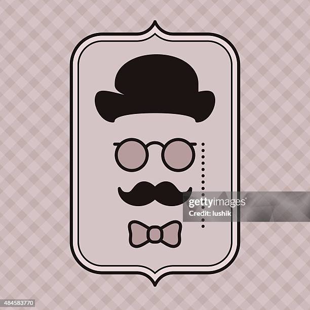 hipster - vintage gentleman silhouette - monocle stock illustrations