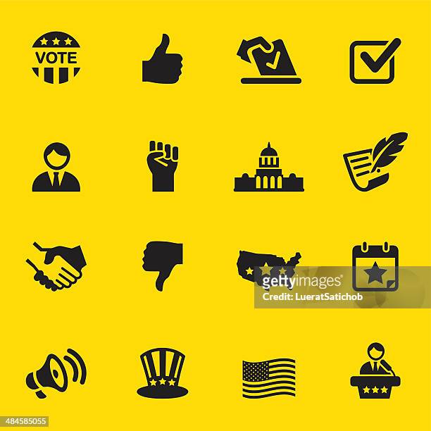 politics yellow silhouette icons 1 - quill pen 幅插畫檔、美工圖案、卡通及圖標