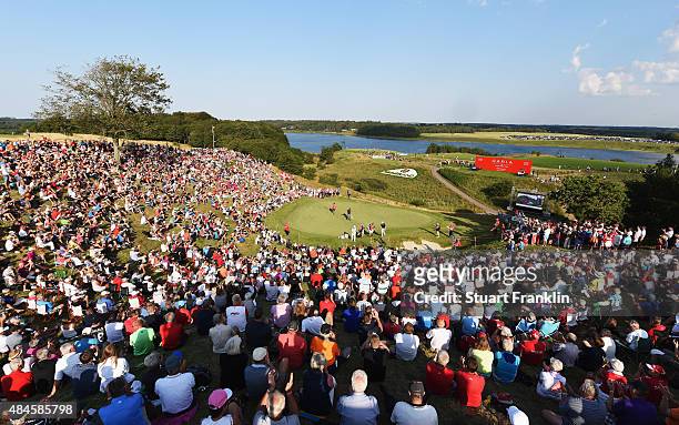 General view of the 16th green during the first round of the Made in Denmark at Himmerland Golf & Spa Resort on August 20, 2015 in Aalborg, Denmark.