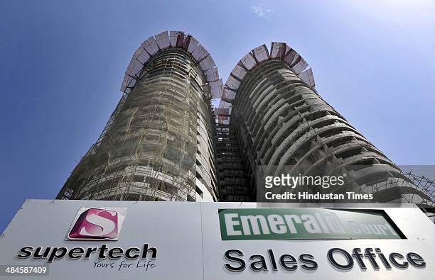 Two towers of Supertech project, which needs to be demolished following a Allahabad High Court directive, at Sector 93A, on April 13, 2014 in Noida,...