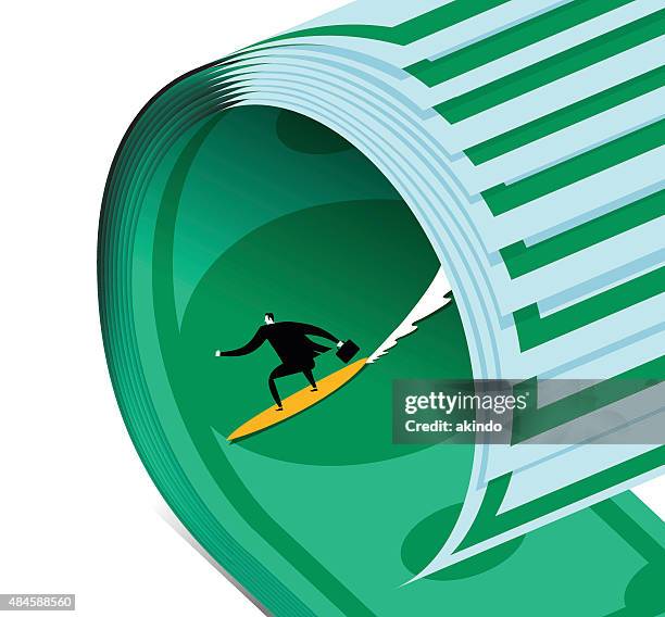 surfing concept - fun work environment stock illustrations