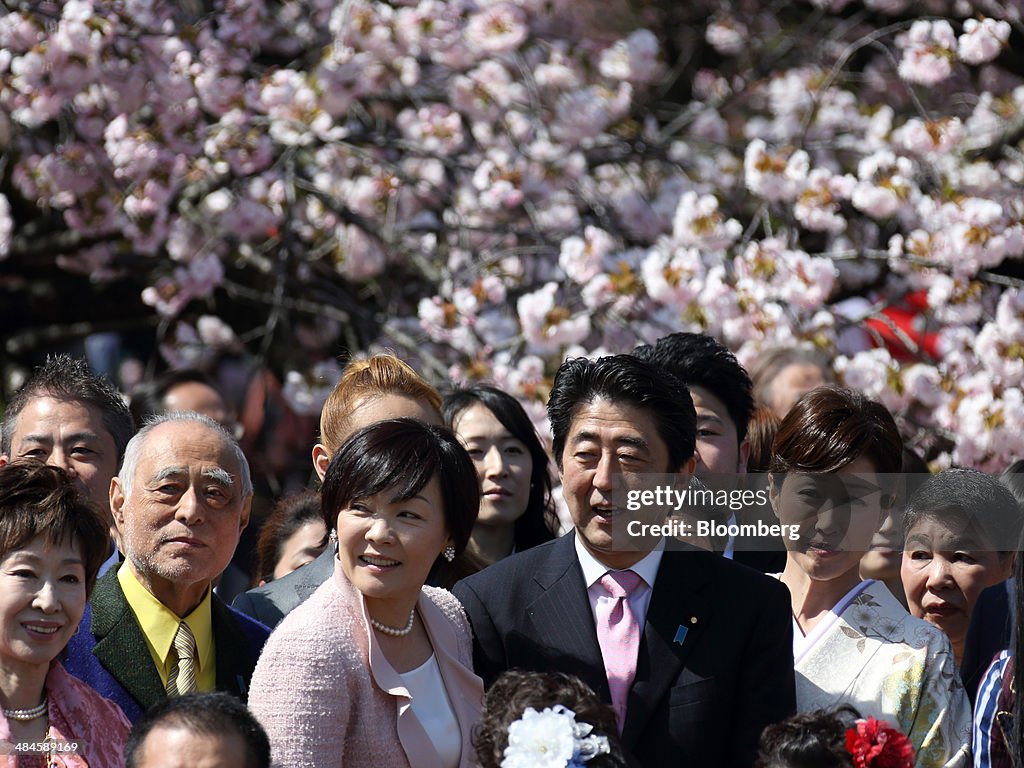 Japanese Prime Minister Shinzo Abe Attends Cherry Blossom Viewing Party