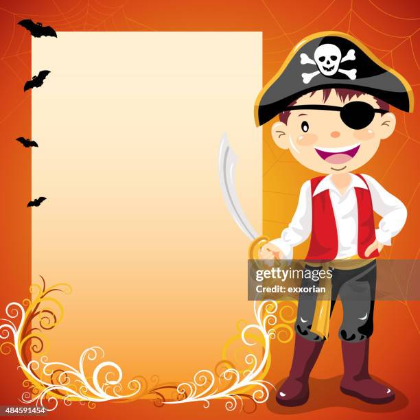 halloween pirate poster - eye mask stock illustrations