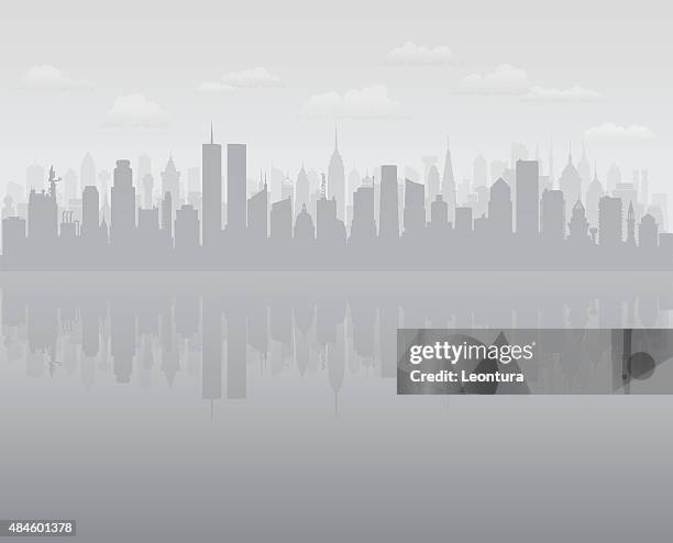 twin towers (buildings are detailed, moveable and complete) - twin towers manhattan stock illustrations