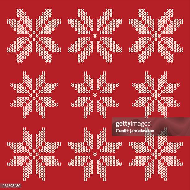 knitted christmas snowflakes - finland winter stock illustrations