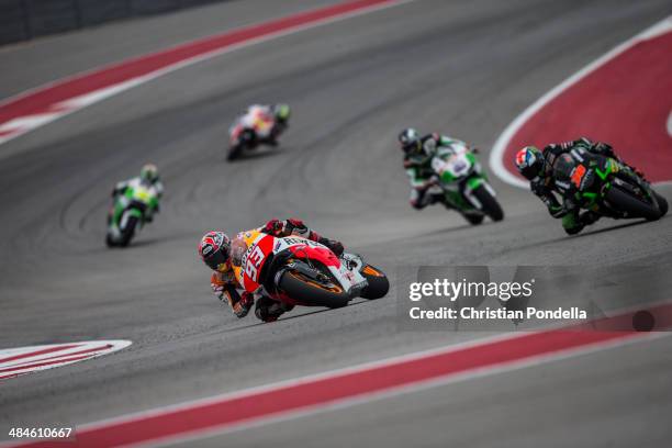 Marc Marquez of Spain and Repsol Honda Team rounds the bend during warm up for the MotoGP Red Bull U.S. Grand Prix of The Americas at Circuit of The...