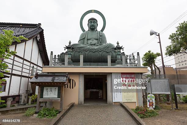 takaoka daibutsu buddha in japan - grote boeddha stockfoto's en -beelden