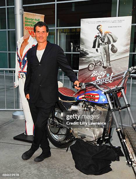 World record BMX rider Mat Hoffman attends the Premiere Of Dickhouse Productions' "Being Evel" at ArcLight Cinemas on August 19, 2015 in Hollywood,...