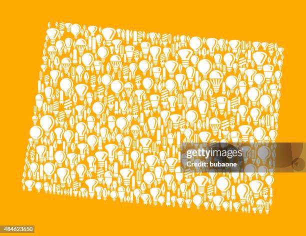 wyoming state on vector lightbulb pattern background - electrical wire white background stock illustrations