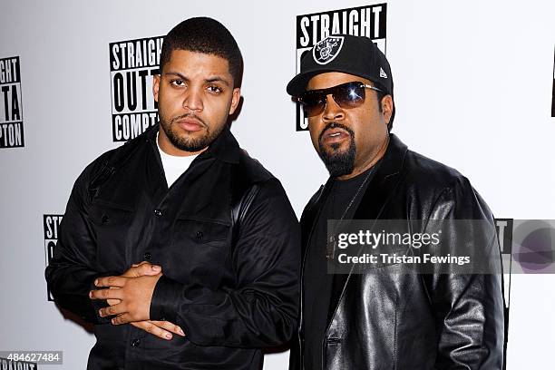 Shea Jackson Jr and Ice Cube attend a special screening of Straight Outta Compton on August 20, 2015 at the Picturehouse Central in London, England.