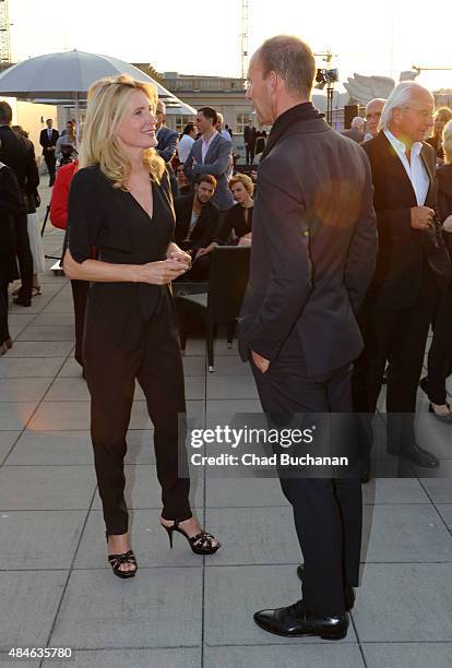 Dr. Maria Furtwaengler and Dr. Thomas Rabe, CEO of Bertelsmann attend the UFA Filmnaechte Berlin Reception on August 20, 2015 in Berlin, Germany.