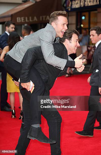 Olly Murs and Jonathan Ross attend the World Premiere of "The Bad Education Movie" at Vue West End on August 20, 2015 in London, England.