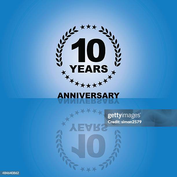 stockillustraties, clipart, cartoons en iconen met ten years anniversary emblem - 10 years