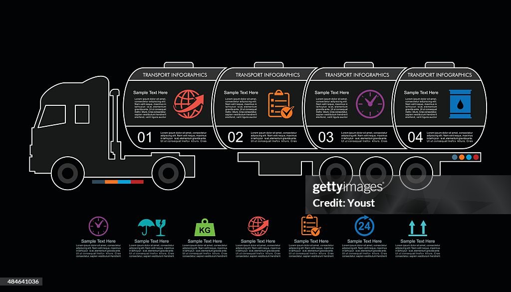 Tank Container Infographic Truck Tank Transport Infographics In Linear Style High-Res Vector ...