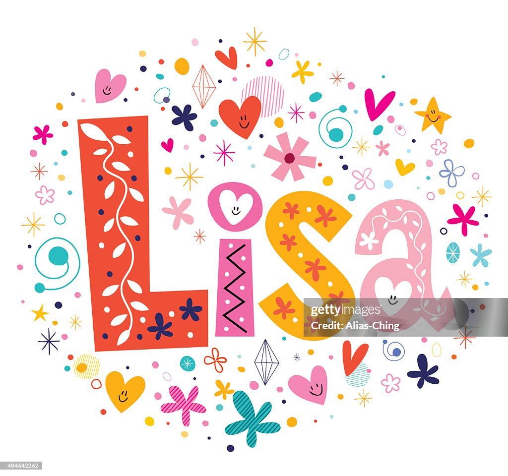 Lisa First Name Lisa Female Name Decorative Lettering Type Design High-Res Vector ...