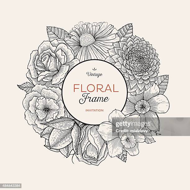 illustrazioni stock, clip art, cartoni animati e icone di tendenza di bouquet etichetta - peony