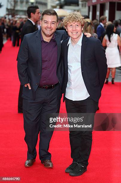 Alex Brooker and Josh Widdicombe attend the World Premiere of "The Bad Education Movie" at Vue West End on August 20, 2015 in London, England.