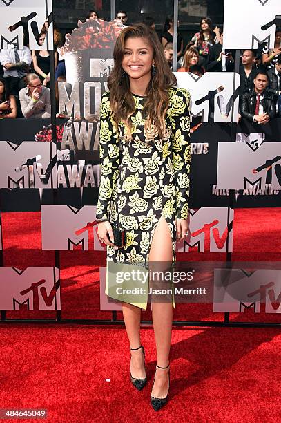 Actress Zendaya attends the 2014 MTV Movie Awards at Nokia Theatre L.A. Live on April 13, 2014 in Los Angeles, California.