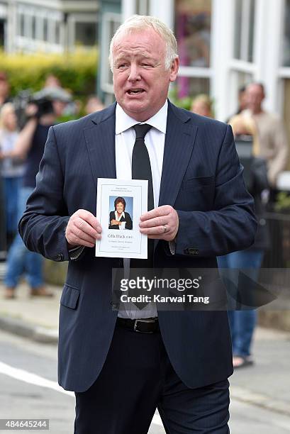 Les Dennis attends the funeral of Cilla Black at St Mary's Catholic Church on August 20, 2015 in Liverpool, England.