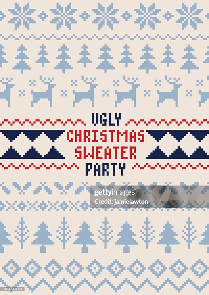 Christmas Sweater Party Poster - Handmade Seamless Pattern