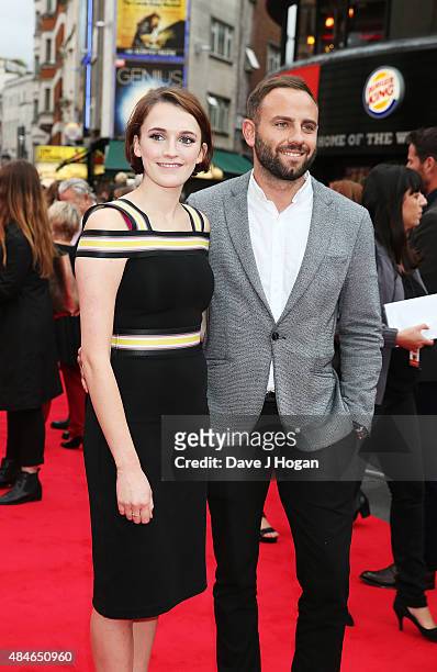 Charlotte Ritchie and a guest attend the World Premiere of "The Bad Education Movie" at Vue West End on August 20, 2015 in London, England.