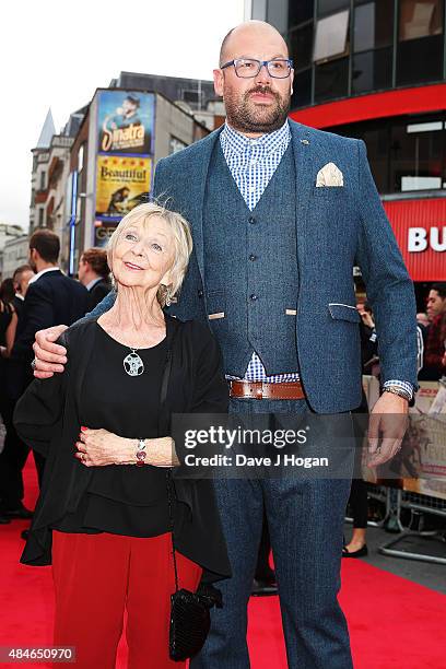 Sheila Reid and Tom Davis attend the World Premiere of "The Bad Education Movie" at Vue West End on August 20, 2015 in London, England.