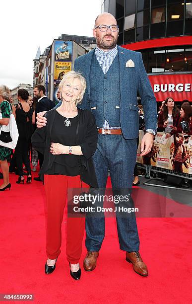 Sheila Reid and Tom Davis attend the World Premiere of "The Bad Education Movie" at Vue West End on August 20, 2015 in London, England.