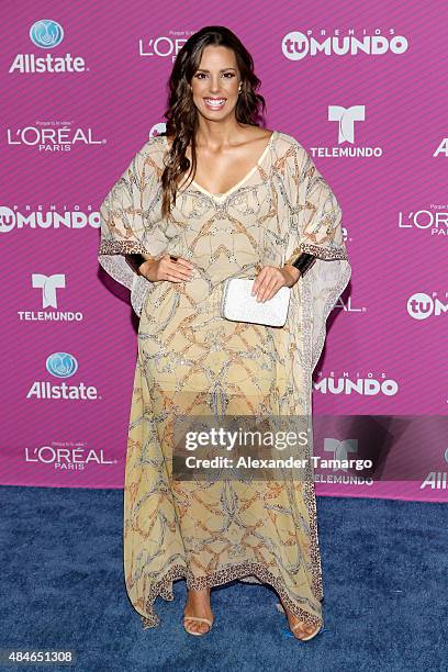 Natalia Barreto arrives at Telemundo's "Premios Tu Mundo Awards" at American Airlines Arena on August 20, 2015 in Miami, Florida.