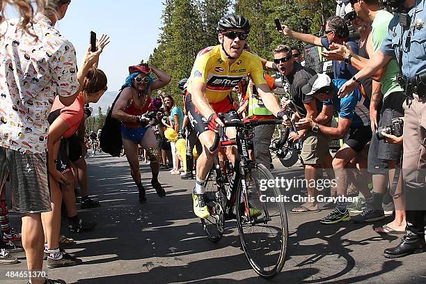Brent Bookwalter of United States riding for BMC Racing rides up the Moonstone pass during stage four of the USA Pro Challenge from Aspen to...