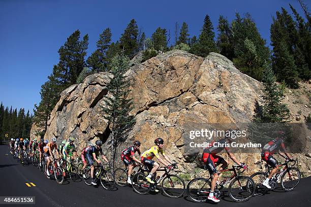 Brent Bookwalter of United States riding for BMC Racing rides in the peloton during stage four of the USA Pro Challenge from Aspen to Breckenridge on...