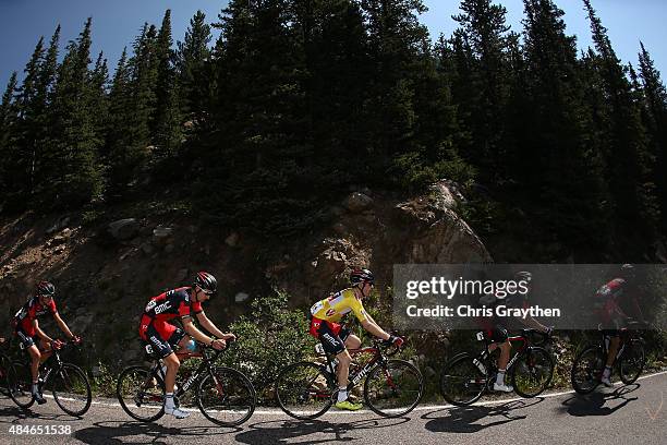 Brent Bookwalter of United States riding for BMC Racing rides in the peloton during stage four of the USA Pro Challenge from Aspen to Breckenridge on...