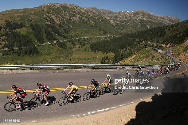 Brent Bookwalter of United States riding for BMC Racing rides in the peloton during stage four of the USA Pro Challenge from Aspen to Breckenridge on...