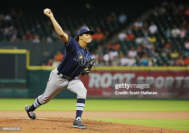 Chris Archer of the Tampa Bay Rays throws a pitch in the second inning during their game against the Houston Astros at Minute Maid Park on August 20,...