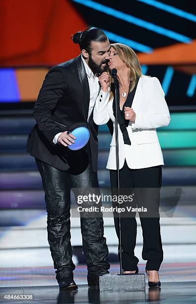 José Luis Reséndez and Ana Maria Polo onstage at Telemundo's "Premios Tu Mundo" Awards 2015 at American Airlines Arena on August 20, 2015 in Miami,...