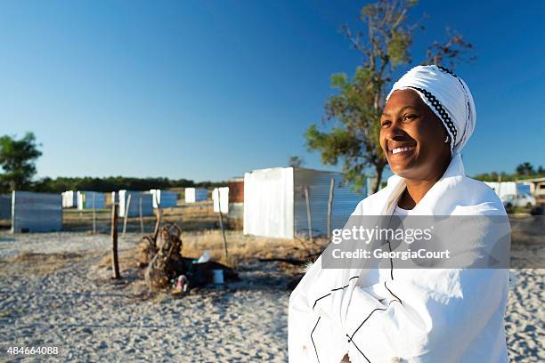 sunrise portrait of a sangoma - xhosa culture stock pictures, royalty-free photos & images