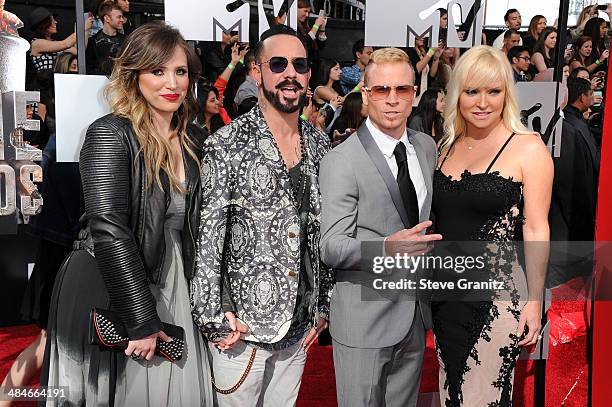 Rochelle Deanna Karidis, musician A.J. McLean of the Backstreet Boys, musician Brian Littrell of the Backstreet Boys and Leighanne Littrell attend...