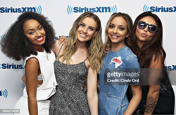 Leigh-Anne Pinnock, Perrie Edwards, Jade Thirlwall and Jesy Nelson of Little Mix visit the SiriusXM Studios on August 20, 2015 in New York City.
