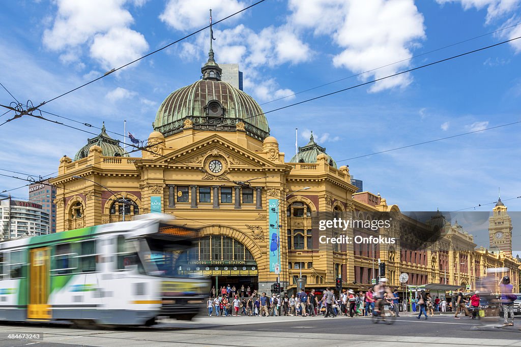 Flinders Street Station and Tram in Melbourne, Australia