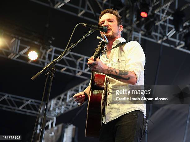 Musician Frank Turner performs onstage during day 3 of the 2014 Coachella Valley Music & Arts Festival at the Empire Polo Club on April 13, 2014 in...