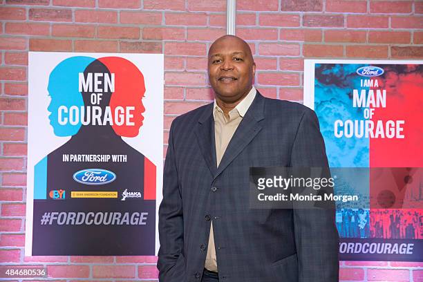 Former Detroit Pistons player Derrick Coleman attends Men Of Courage: The Storytelling Project at Charles H. Wright Museum of African American...